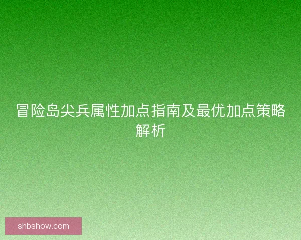 冒险岛尖兵属性加点指南及最优加点策略解析