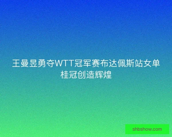 王曼昱勇夺WTT冠军赛布达佩斯站女单桂冠创造辉煌