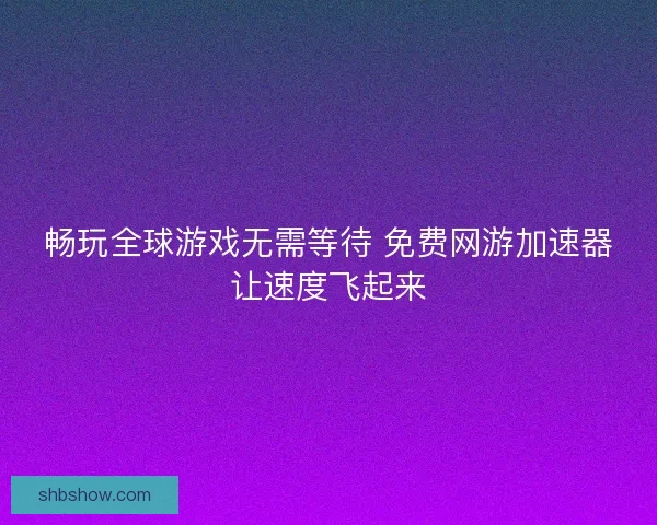畅玩全球游戏无需等待 免费网游加速器让速度飞起来