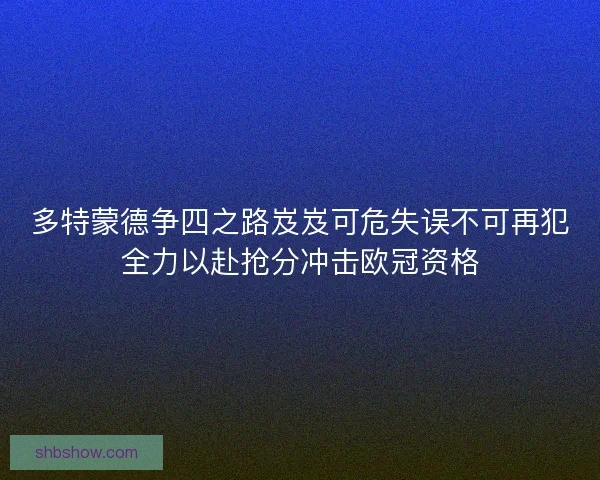 多特蒙德争四之路岌岌可危失误不可再犯全力以赴抢分冲击欧冠资格